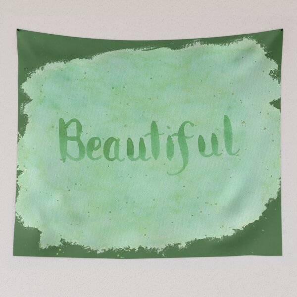Item preview, Beautiful - written in Green Watercolor Brush Lettering on Green designed and sold by Karen McFarland.