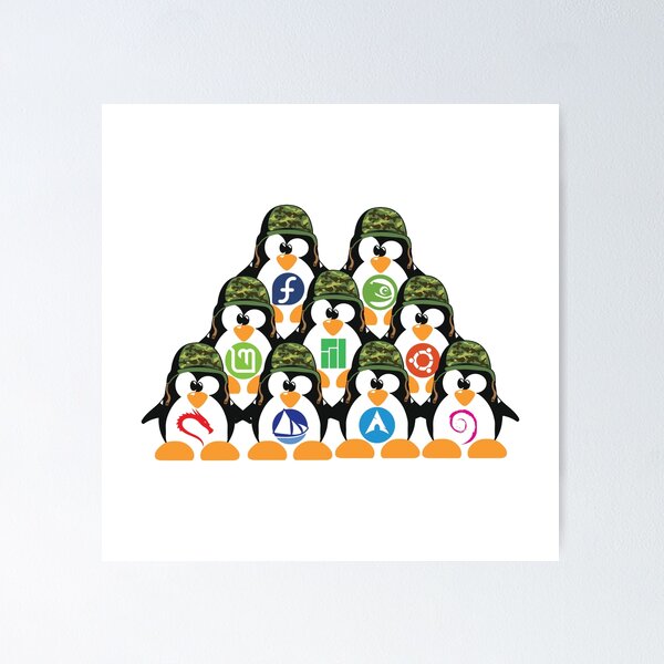 Item preview, Linux Tux Penguin Army distro Logo T-shirt designed and sold by alltheprints.