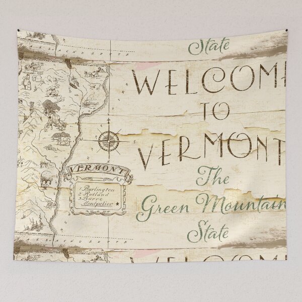 Item preview, Vintage Map Vermont USA designed and sold by Sasha Art Gallery.
