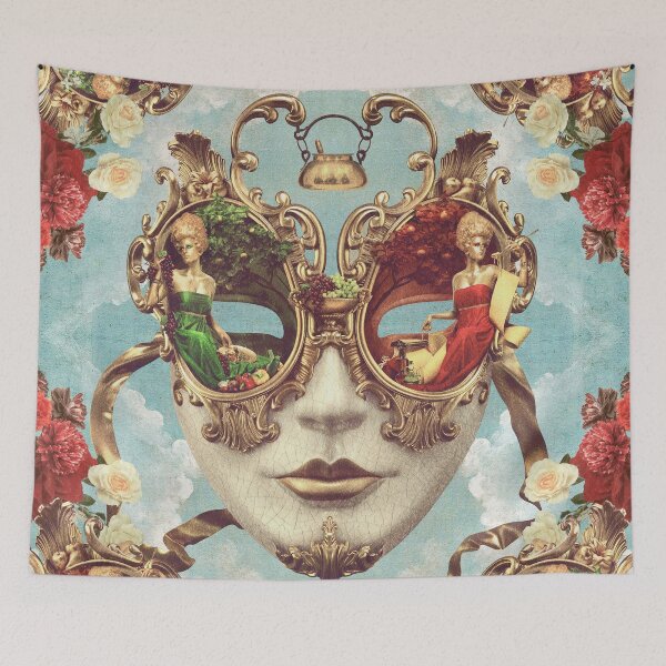 Item preview, Floral Opulence - Red, Green & Gold Venetian Mask designed and sold by Vertigo Artography.