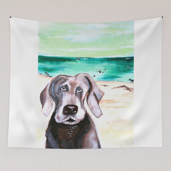 Item preview, dog mermaid expressionism painting holiday beach 50s retro best friend acrylic painting art wow gassi wauwau bello wuff designed and sold by originalstar.