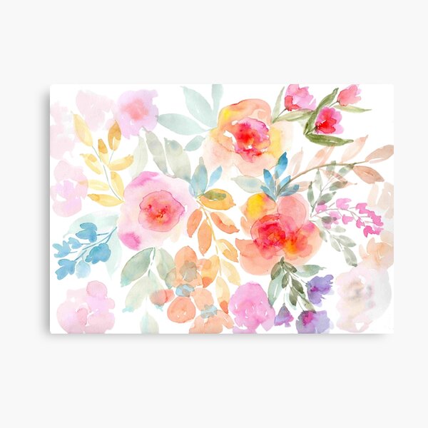 pastel watercolor flowers Canvas Print