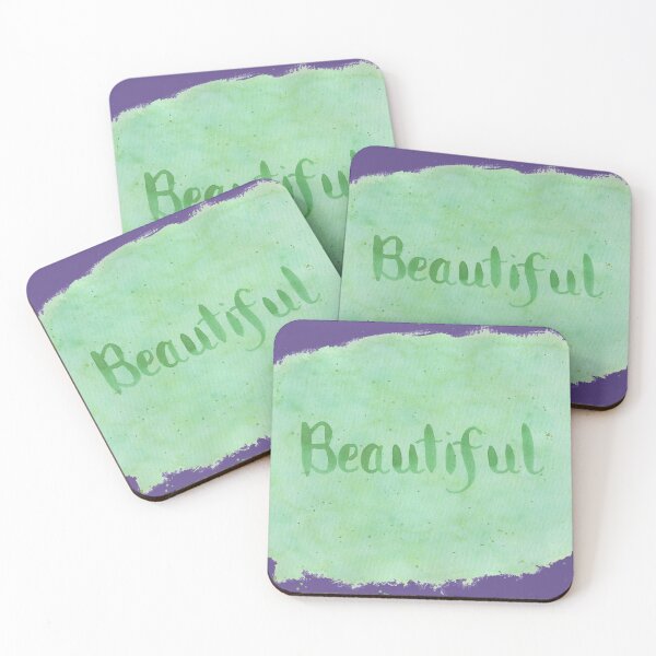 Item preview, Beautiful - written in Green Watercolor Brush Lettering on Ultra Violet designed and sold by Karen McFarland.