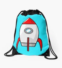 Rocket Ship by Chillee Wilson Drawstring Bag