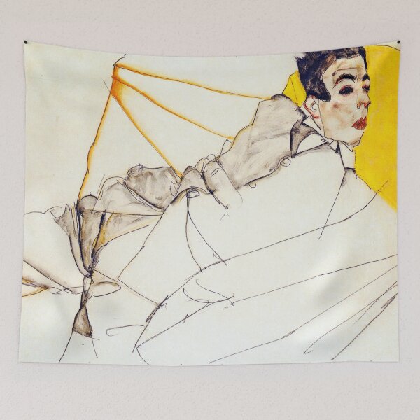 Item preview, Egon Schiele - reclining boy (new color editing) designed and sold by DejaVuStudio.