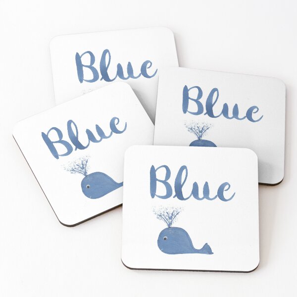 Item preview, Brush Lettered Blue and Cute Blue Whale on White designed and sold by Karen McFarland.