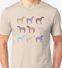 Buntes Pferdemuster Slim Fit T-Shirt