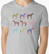Colorful Horse Pattern Men's V-Neck T-Shirt