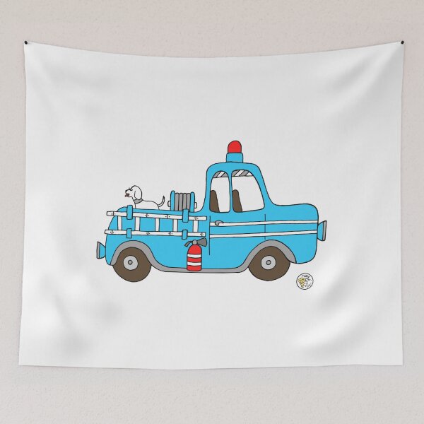 Item preview, firetruck blue vintage fire truck designed and sold by mellowdays.