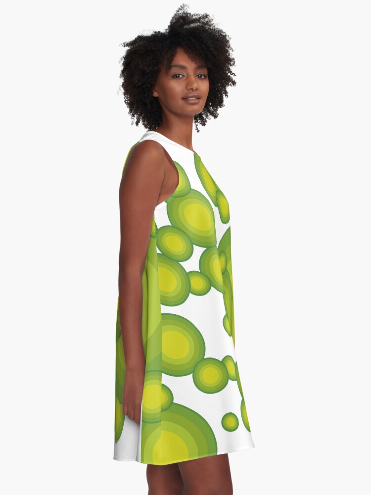 Alternative Ansicht von Grüne Kreise im 70er Jahre Stil A-Linien Kleid