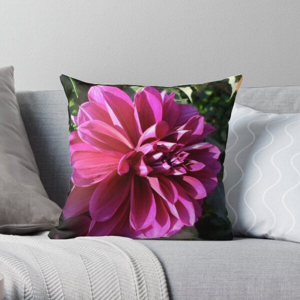 pink dahlia Throw Pillow
