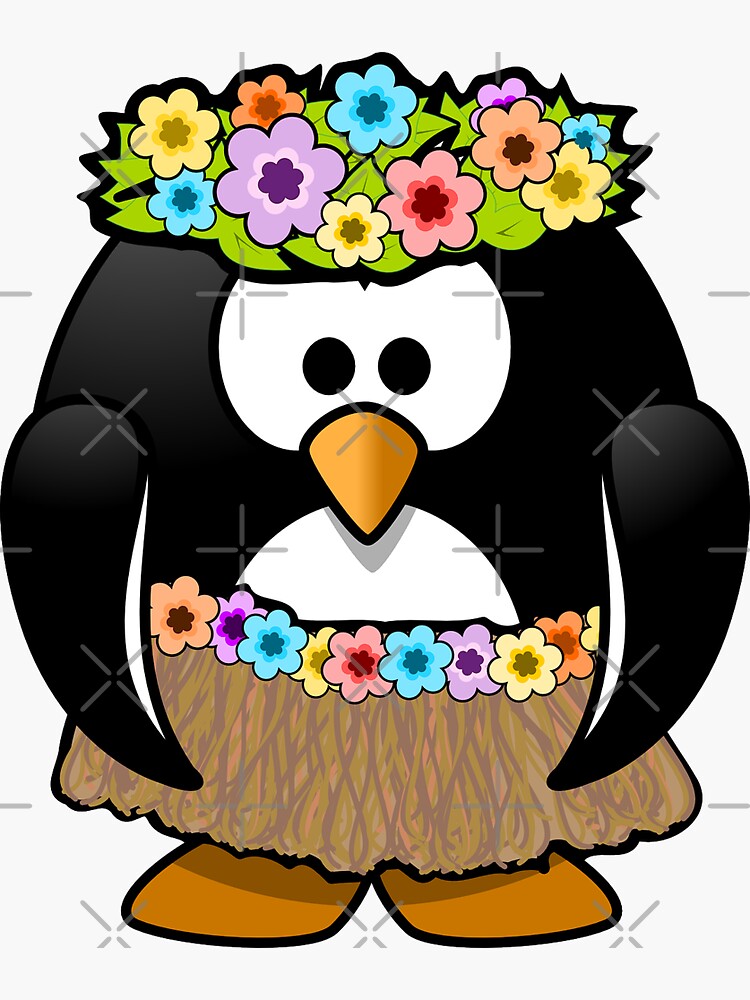 Cute Penguin In Hula Grass Skirt T Shirt Luau Party Cute Penguin In Hula Grass Skirt T Shirt Luau Party