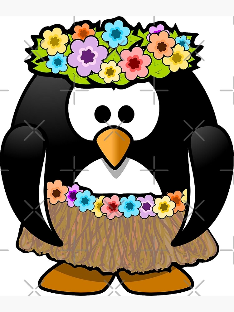 Cute Penguin In Hula Grass Skirt T Shirt Luau Party Cute Penguin In Hula Grass Skirt T Shirt Luau Party