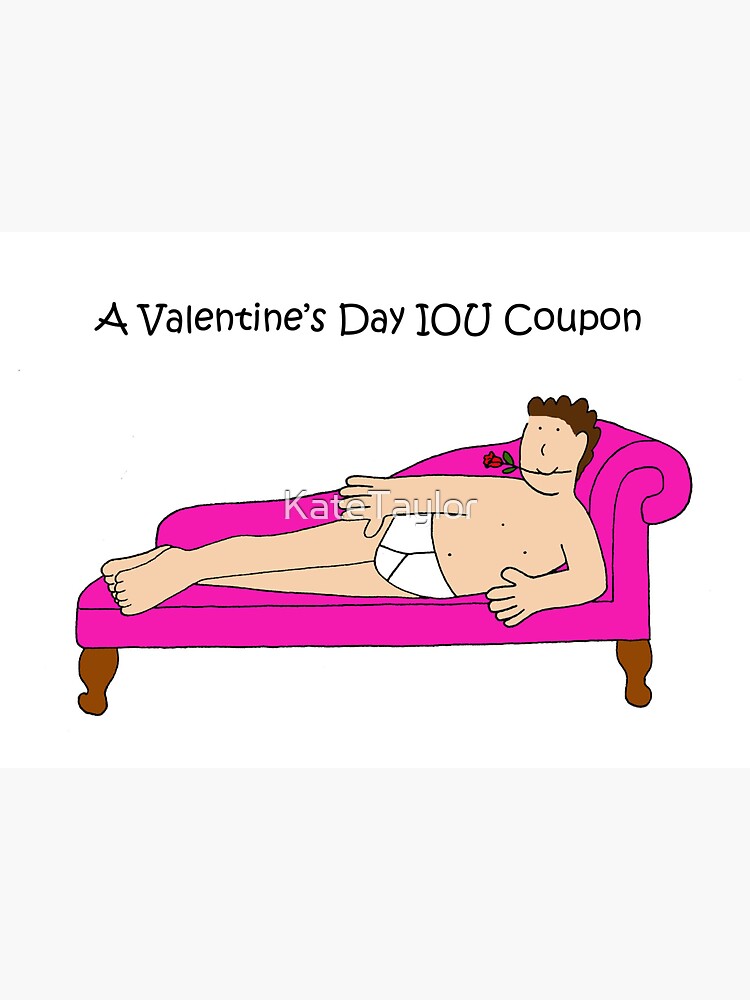 Valentine's Day IOU Coupon Sexy Cartoon Man Sticker for Sale by KateTaylor