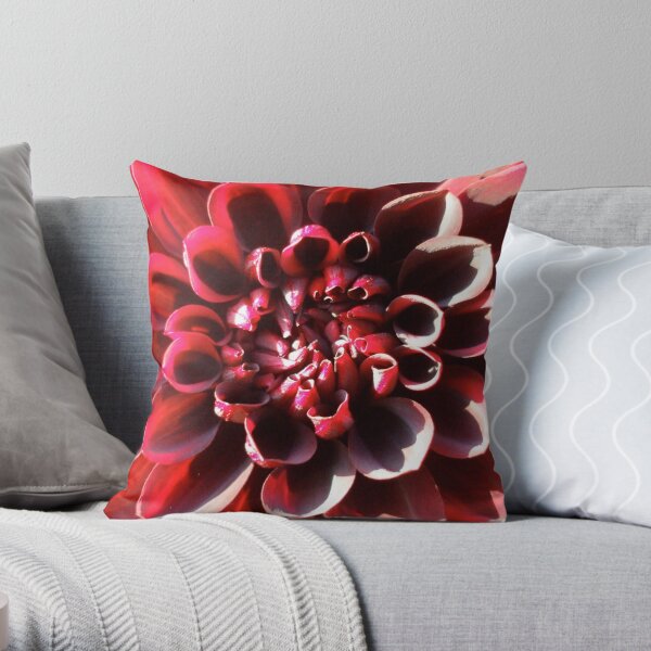 red dahlia - closer look Throw Pillow