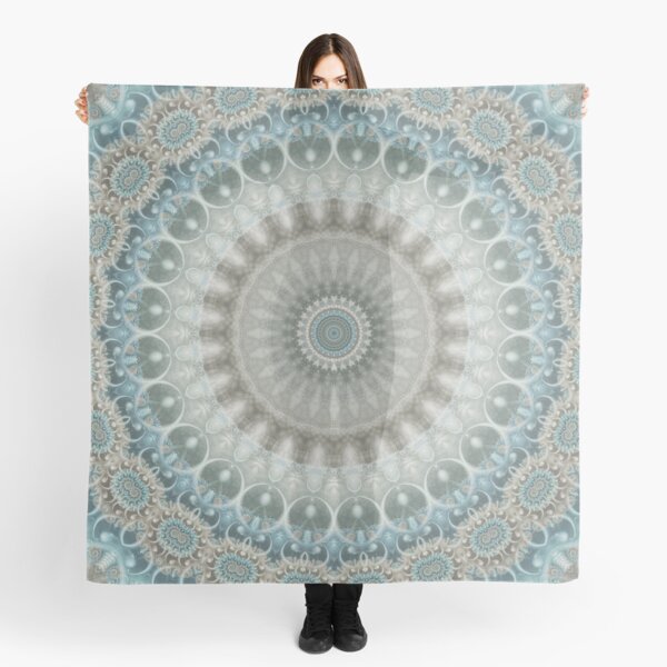 Item preview, Dreamy Grey, Blue and Ivory Mandala designed and sold by Kelly Dietrich Mandala & Fractal Art.