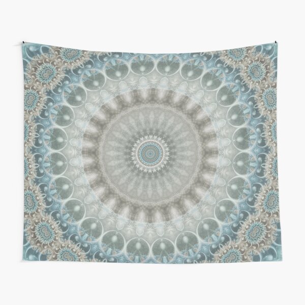 Dreamy Grey, Blue and Ivory Mandala Tapestry