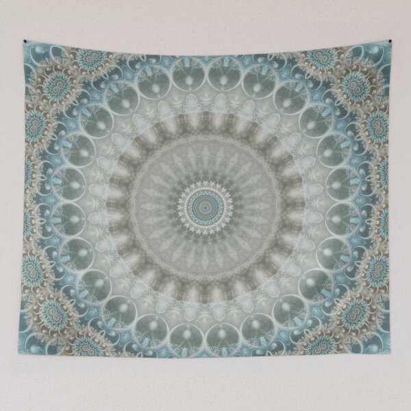 Item preview, Dreamy Grey, Blue and Ivory Mandala designed and sold by Kelly Dietrich Mandala & Fractal Art.