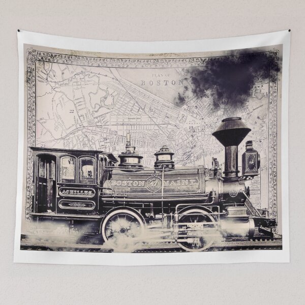 Item preview, Vintage Boston Locomotive designed and sold by Sasha Art Gallery.
