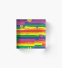 LGBT stripes and hearts Acrylic Block