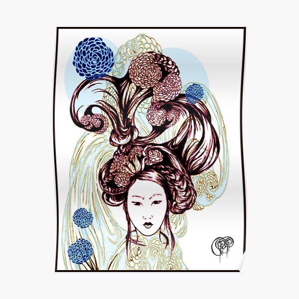 Asian American -Red Mums Poster
