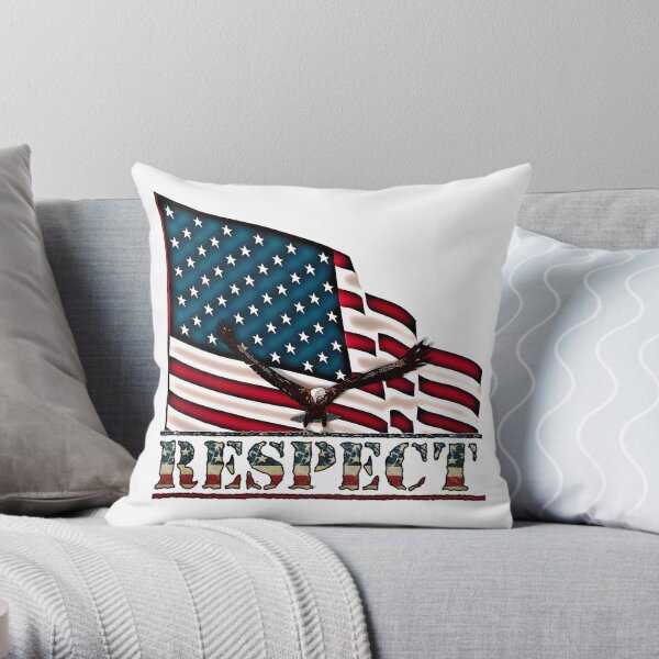 Patriotic Respect w/Eagle & USA Flag Throw Pillow