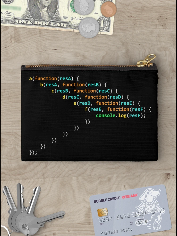 Thumbnail 3 of 4, Zipper Pouch, javascript - callback hell designed and sold by MagicDoorknob.