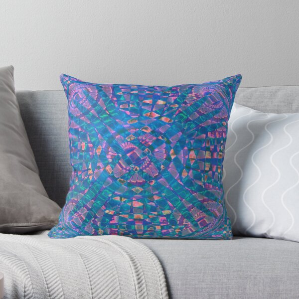 Mandala Aqua Throw Pillow
