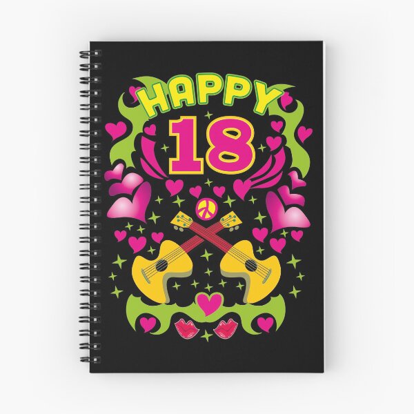 Item preview, 01 HAPPY 18 Guitar Peace Pop Culture Birthday designed and sold by Margarita-Art.