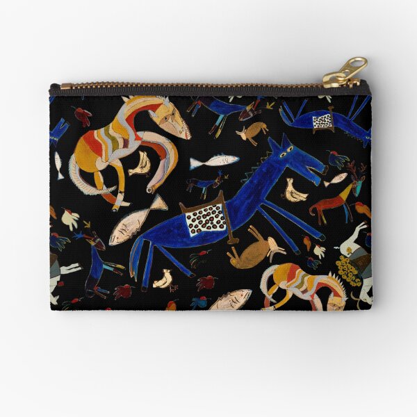 Wild Folk Menagerie - Black Zipper Pouch