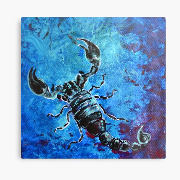 Scorpius - black and blue scorpion Metal Print