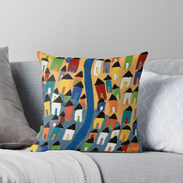 Village of Santorini Throw Pillow