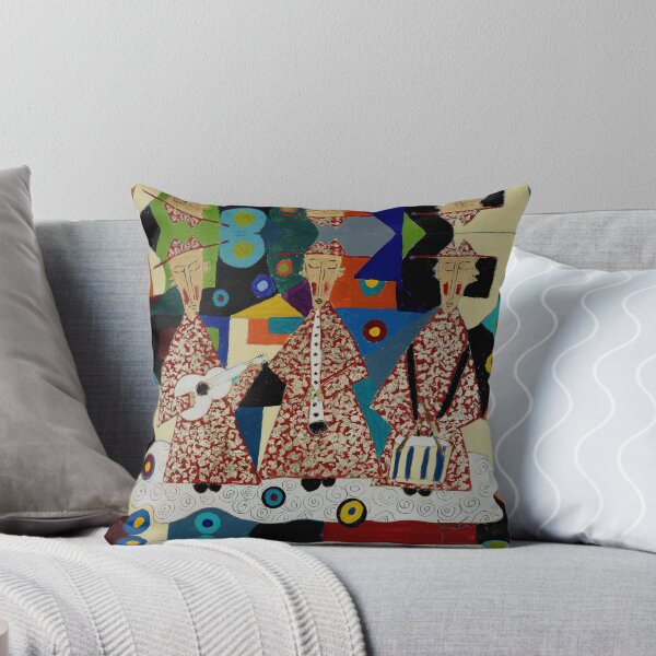 Mardi Gras Musical Monks Throw Pillow