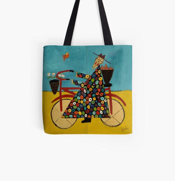 Boardwalk Bicycle Monk All Over Print Tote Bag
