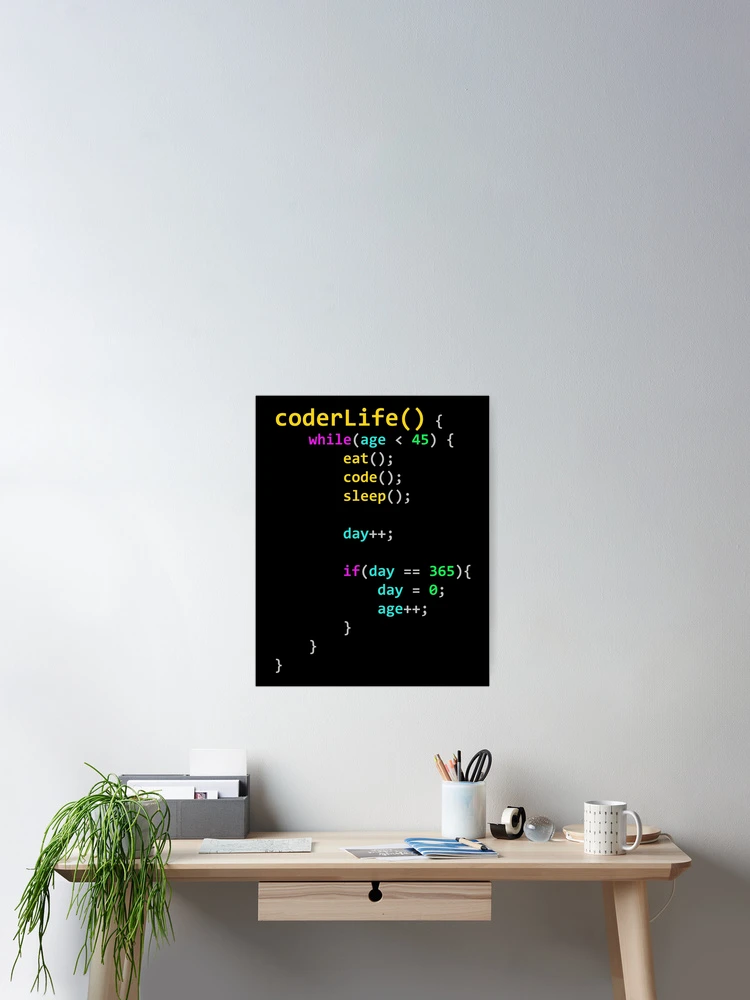 Thumbnail 2 of 3, Poster, javascript - coder life designed and sold by MagicDoorknob.