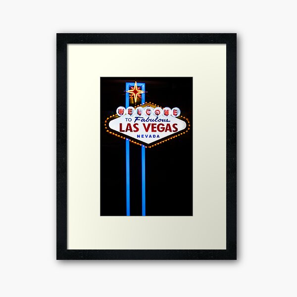 Las Vegas Welcome Sign Neon Framed Art Print