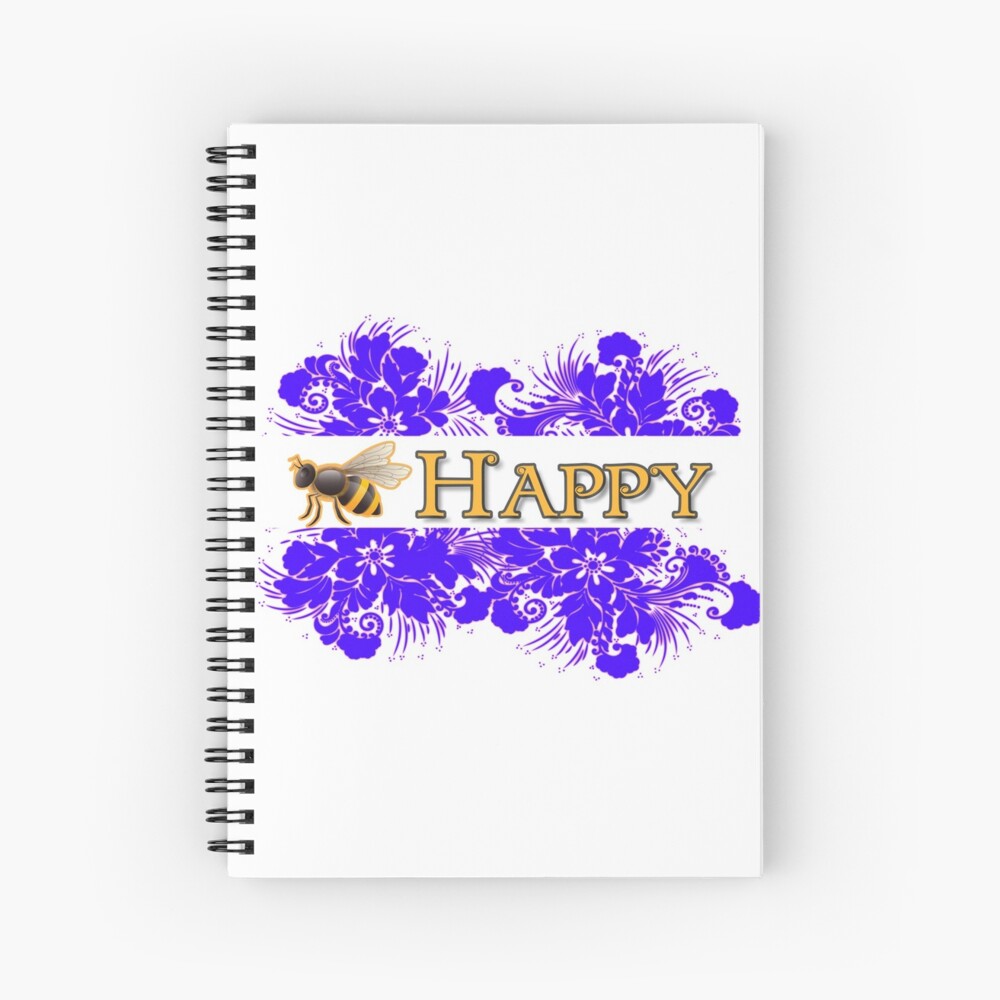 Bee Happy Floral: One Design, On Everything — Spiral Notebook