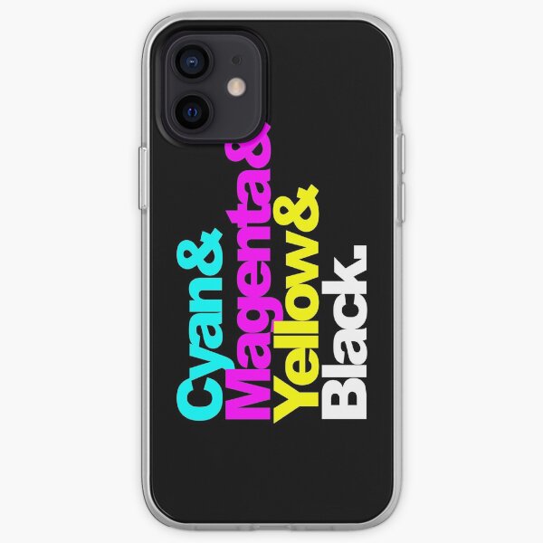 CMYK, cyan, magenta, yellow, black, black background version, iPhone Soft Case