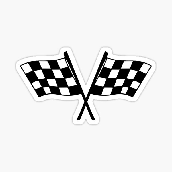 SKULL & CHEQUERED FLAG Car Motorcycle Stickers Decals 2 off 100mm 