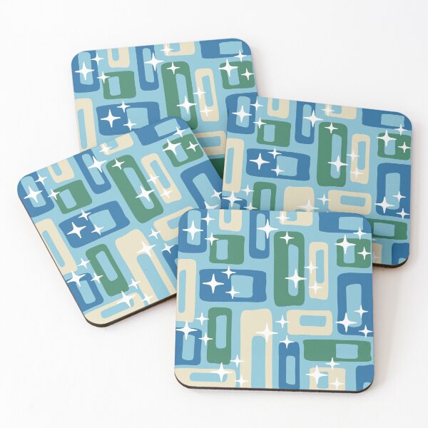 Item preview, Retro Mid Century Modern Abstract Pattern 988 Beige Blue Green designed and sold by tonymagnerart.