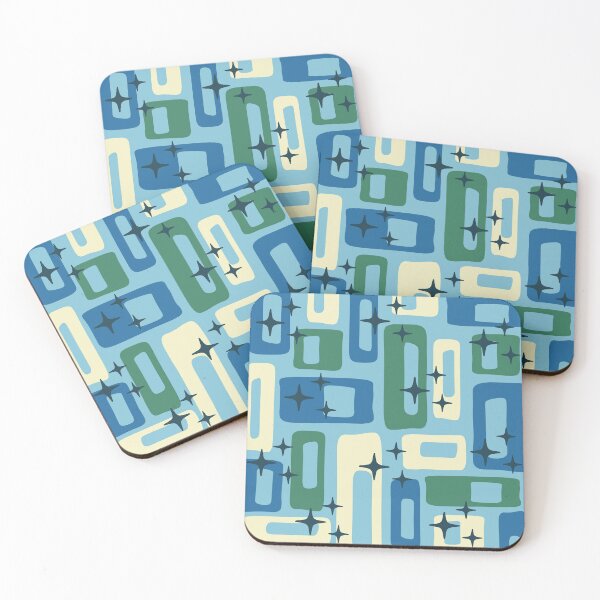 Item preview, Retro Mid Century Modern Abstract Pattern 989 Beige Blue Green designed and sold by tonymagnerart.