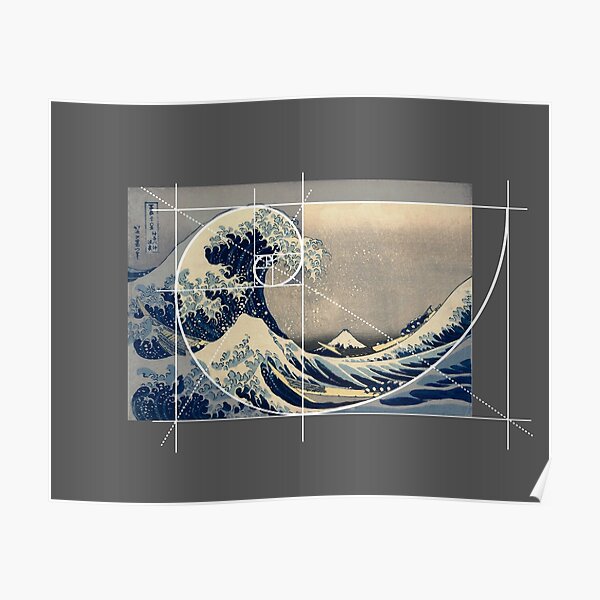 Hokusai Meets Fibonacci, Golden Ratio, Version Poster