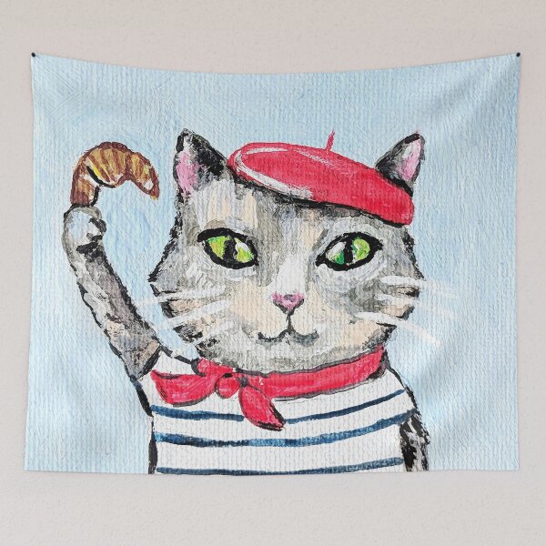 Item preview, French Cat with Croissant designed and sold by StudioKaufmann.