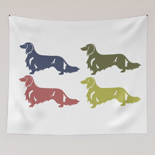 Item preview, Dachshunds allover! longhaired, colorful designed and sold by LeChienArtistiQ.