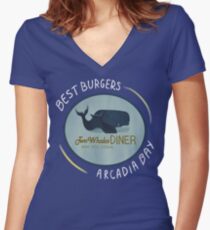 Two Whales Diner Tee (leichter) Tailliertes T-Shirt mit V-Ausschnitt
