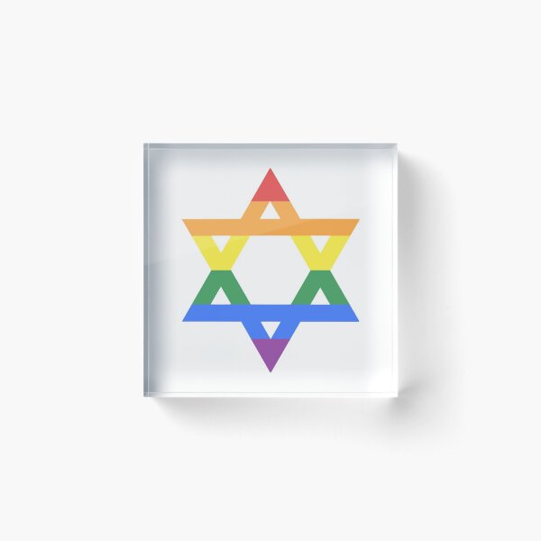 Rainbow Star of David (light) Acrylic Block