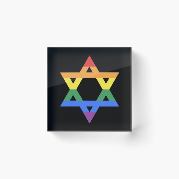 Rainbow Star of David (dark) Acrylic Block