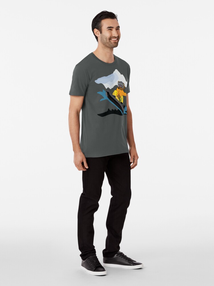 Alternate view of Snowboarding Grizzly Bear Premium T-Shirt