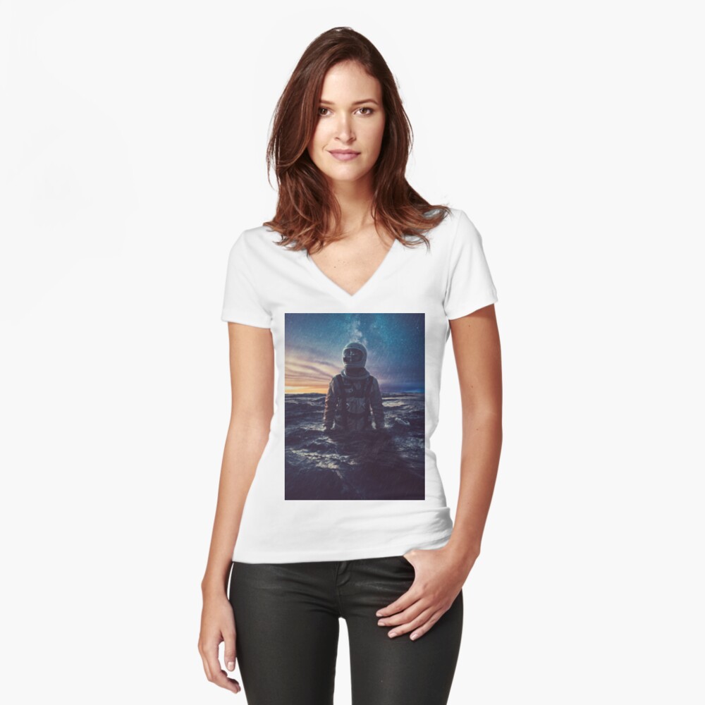 Stranded Fitted V-Neck T-Shirt
