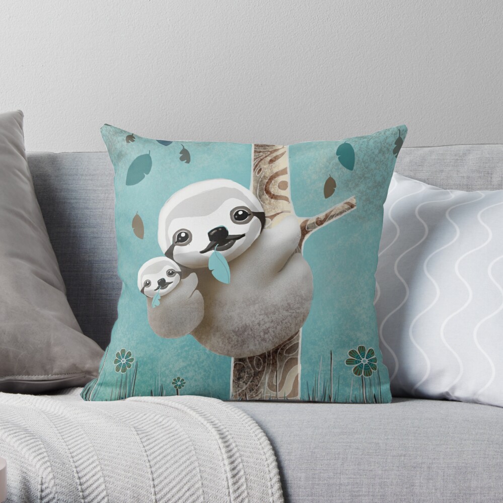 sloth hugging pillow